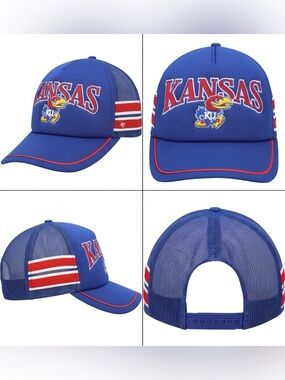 '47 Kansas Jayhawks Blue Trucker Hat with Red & White Accents Embroidered